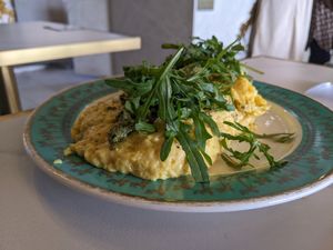 Pesto fromages omelette (just egg) at Unicorniverse Bakery & Cafe in Round Rock