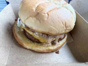 A signature burger   at Mike's Vegan Grill in Greensboro