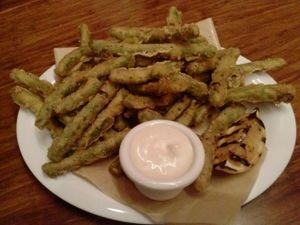 tempura green bean stack at Veggie Grill - Westwood in West Los Angeles