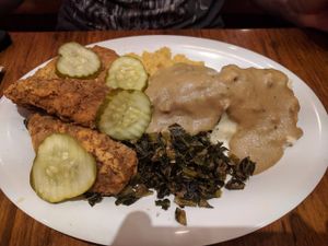 Southern fried chicken plate at Veggie Grill - Westwood in West Los Angeles