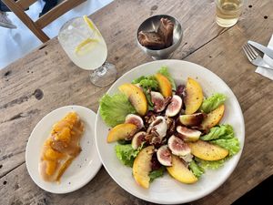 Vegan cheese croissant, seasonal salad with vegan cheese, vegan cannelé, lemonade  at Letter of Light - Bichui Anbu - 빛의 안부  in Jeonju