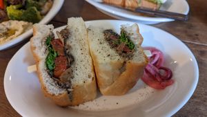Mushroom focaccia sandwich at Letter of Light - Bichui Anbu - 빛의 안부  in Jeonju