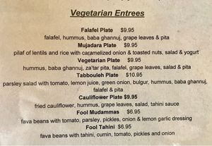Vegetarian Entrees (as of 3/16/2018) To make Vegan order without Tahini or Yogurt. Notify your server that you are ordering vegan at Zayna Mediterranean in Tucson