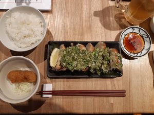 Set meal. There also was an appetiser, but I forgot to take a picture. at Pariking in Kanazawa