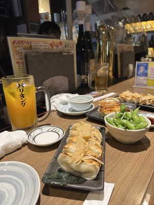 Ginger and green onion vegetable gyoza  at Pariking in Kanazawa