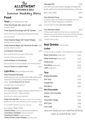  at The Allotment Kitchen and Deli in Collingham