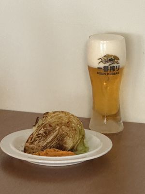 Vegan bar snack: roasted cabbage  at Furoa in Seoul