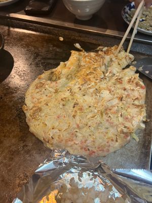 Eggless Okonomiyaki  at Shogetsu Kawaramachi - 将月河原町店 in Kyoto