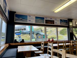 Seating next to chair lift   at Tea at The Shee in Ballater