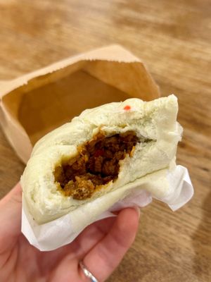 Plant-based kraprao bun (35 THB) at Little Bao - Maya in Chiang Mai