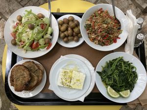 Except the feta, all vegan and delicious  at Ta Lytrata in Lefkada