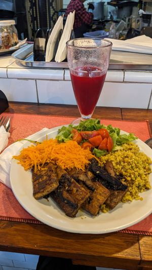 Smoked tofu and veggies. at Vegetariana in Buenos Aires