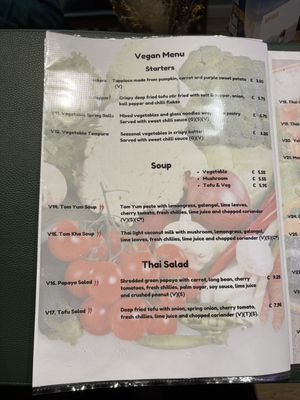 The new vegan menu!  at Baanrai Thai Cafe and Restaurant in Wetherby