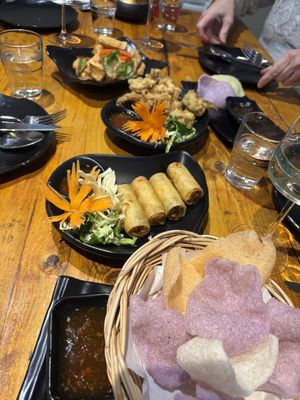All the vegan starters in one pic! The tempura are especially good!  at Baanrai Thai Cafe and Restaurant in Wetherby