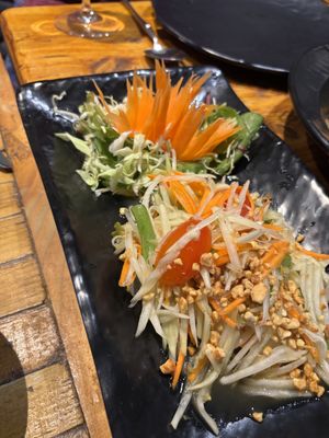 Papaya salad - pretty good for outside Thailand  at Baanrai Thai Cafe and Restaurant in Wetherby
