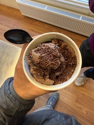 Chocolate with chocolate sprinkles  at Woodstock Scoops in Woodstock