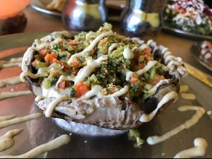 raw vegan portobello  at Tastebuds in Willits