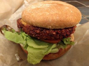 Veggie Burger at Tastebuds in Willits