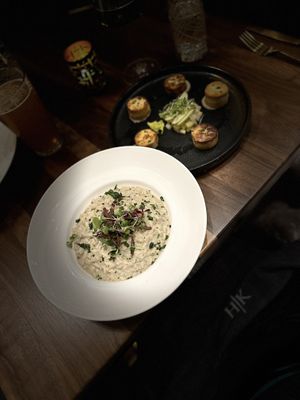 vegan risotto and scallops  at Hell's Kitchen in Ledyard