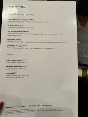 They even had a vegan menu!!!!   at Hell's Kitchen in Ledyard