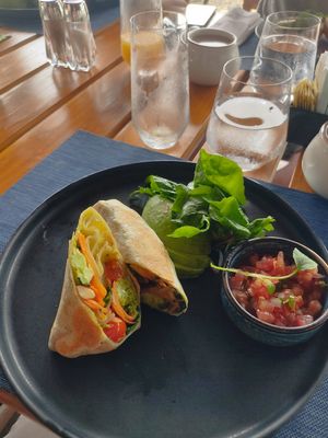 Vegan veggie breakfast burrito (not on menu) at Alma in Samara