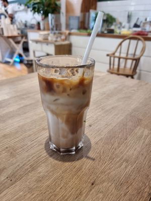 Plant mylk ice coffee at Ecocafe in Budapest