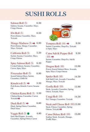 Menu 7 at Catsu  in Wigan