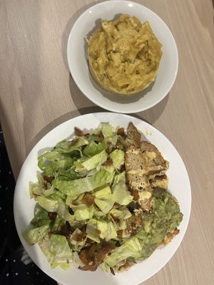 Caesar salad with mac and cheese  at Two-Bit Villains in Adelaide