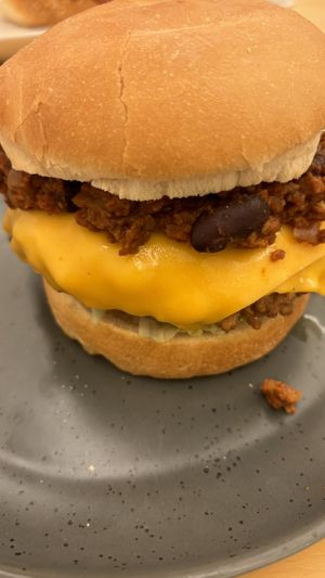 Coyote cheeseburger with vegan cheese   at Two-Bit Villains in Adelaide
