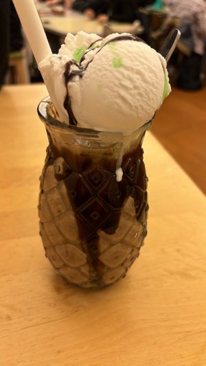 Choc mint thick shake. It is a coconut based ice creamm  at Two-Bit Villains in Adelaide