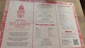 Drinks Menu Aug. 2025 at Two-Bit Villains in Adelaide