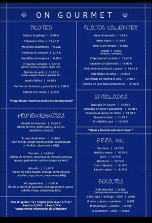 menu at On Gourmet in Zumaia