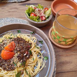 Bolonhesa de cogumelos. at Libelinha Cafetaria in Barcelos