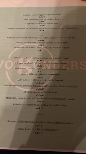 Speisekarte at VO'GUNDERS in Bayerisch Eisenstein