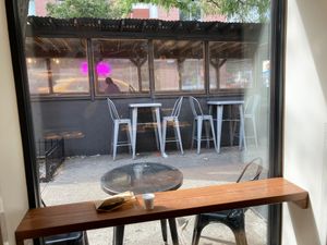 Seating: inside, right outside, and it closed area outside at GRIND in New York City