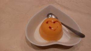 Cute but delicious mango pudding at Chien Fu in Tokyo