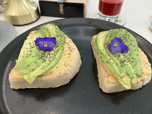 Hummus and avocado toast  at Paccari Casa de Experiencias Chocolateria in Cuenca