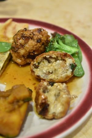 Inside of vegan "chicken" at Emperor's Palace in Cleveland