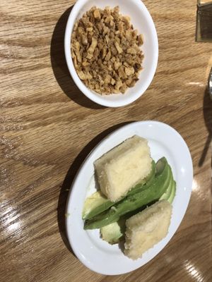 Fried tofu and avocado   at Yayoi Ramen in Carle Place