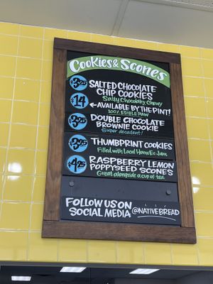 Menu  at Native Bread in Indianapolis