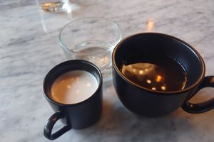 Lovely Americano with homemade Almond Milk 💚 at Joyously Raw in Ubud