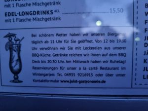 Opening information at Carl Steakmann in Juist