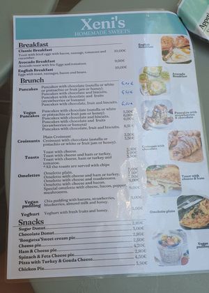 Menu at Xeni's Homemade Sweets in Kos