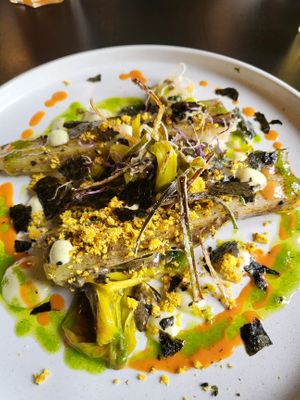 Poireaux vinaigrette
Mayonnaise wasabi, algues nori, crumble shichimi
CHF 13.-
Menu dès le 16.12.2023 at Cocotte in Fribourg