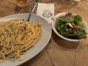 Menu (pasta and salad).  at L'Osteria in Bonn