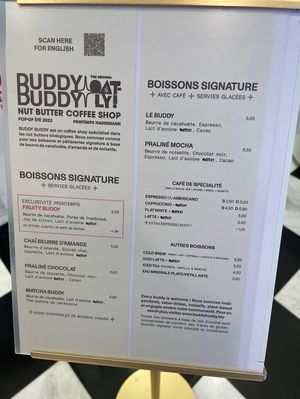 Menu  at Buddy Buddy Pop-Up - Rue de Caumartin in Paris