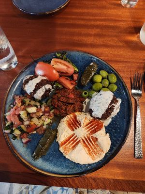 Appetizer combo samples at Meze Moon in Chico