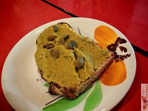 Pea, lemon and mint toast at Café Studio in Paris