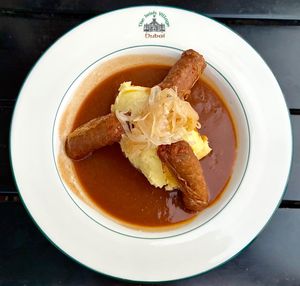 Vegan sausage and mash  at The Irish Village in Dubai