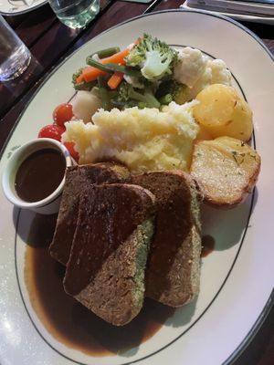 Enjoyed my first meal so much that I came back the next day and tried the delicious house made Nut Roast with Veg & Gravy. Very nice!  at The Irish Village in Dubai
